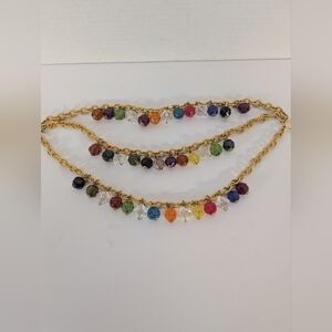Vintage Necklace 36 Lucite Multi Colored Beads Attached Large Beads Statement